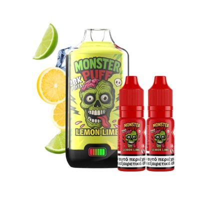 Monster Puff 28K Kit Lemon Lime Συσκευή 2ml & 2x10ml 20mg