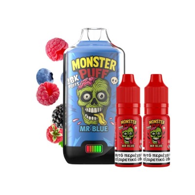Monster Puff 28K Kit Mr Blue Συσκευή 2ml & 2x10ml 20mg