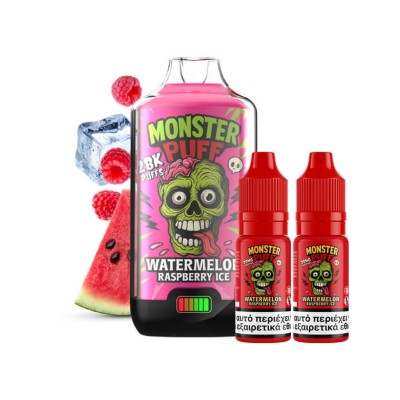 Monster Puff 28K Kit Watermelon Raspberry Ice Συσκευή 2ml & 2x10ml 20mg